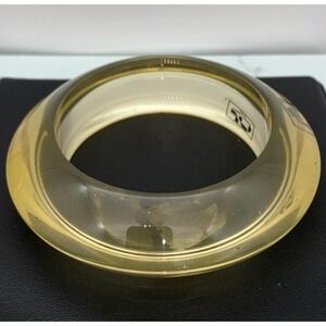 Vintage Marc Labat Paris Clear / Light Yellow Lucite Chunky Bangle Bracelet